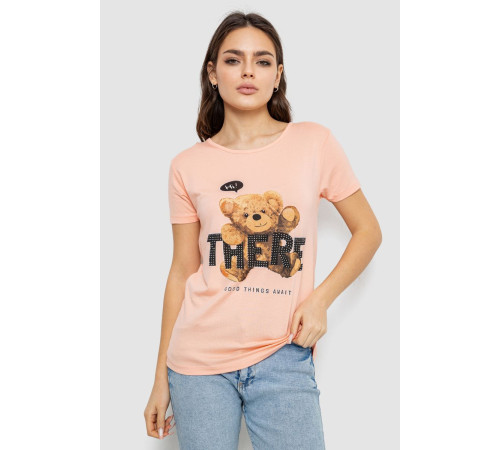 Футболка женская с принтом, цвет персиковый, 244R509