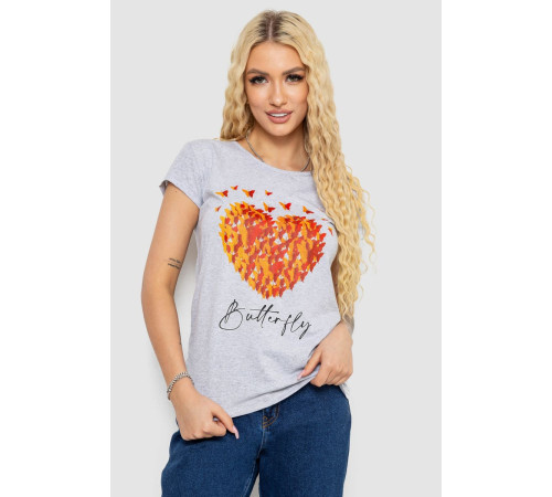 Футболка женская с принтом, цвет серый, 244R2204