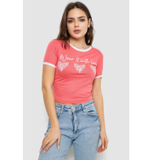 Футболка-топ жіноча з принтом, кораловий колір, 244R504