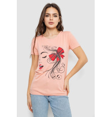 Жіноча футболка з принтом, колір персиковий, 244R503