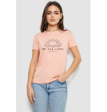 Футболка жіноча з принтом, персиковий колір, 244R601