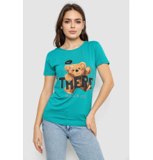 Футболка жіноча з принтом, колір бірюзовий, 244R509