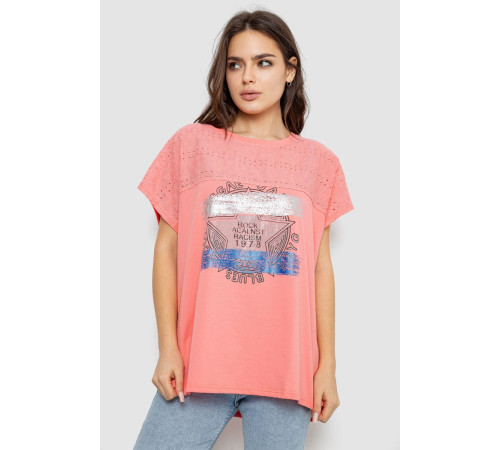 Футболка женская с принтом, цвет коралловый, 244RW532