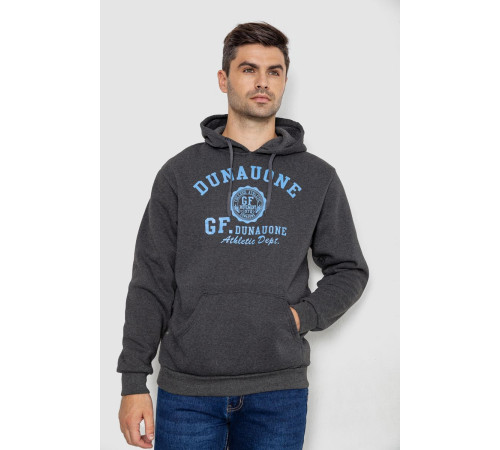 Худи мужской на флисе с капюшоном, цвет темно-серый, 244R2197