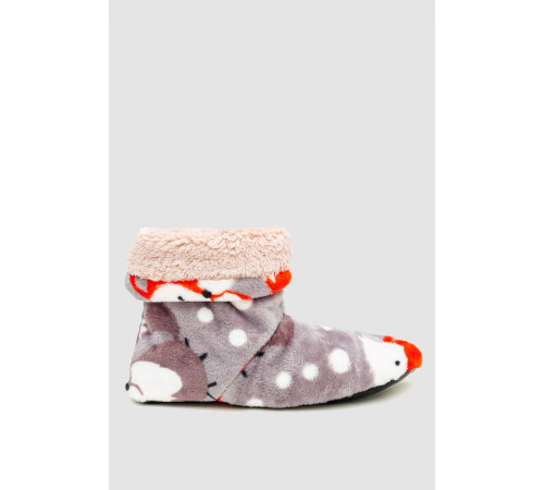 Тапочки-сапожки  домашние плюшевые, цвет серо-бежевый, 102R1004-1