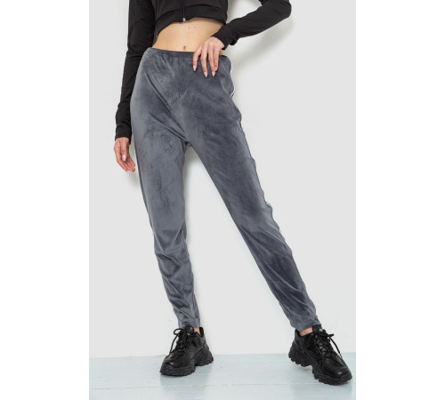 Спорт штаны женские велюровые, цвет серый, 244R5576
