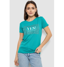 Жіноча футболка з принтом, колір бірюзовий, 244R507