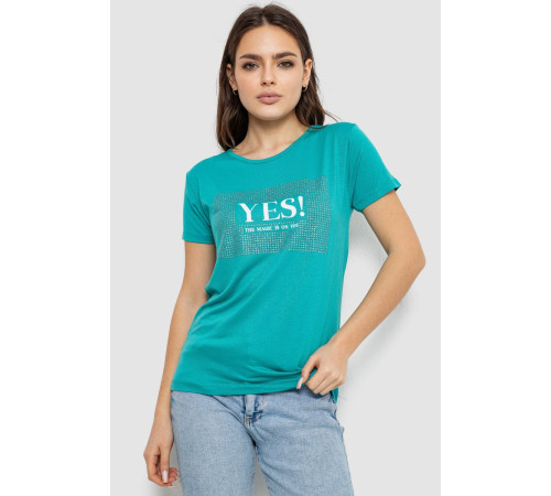 Футболка женская с принтом, цвет бирюзовый, 244R507