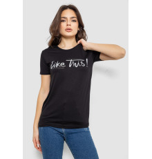 Жіноча футболка з принтом, колір чорний, 244R501