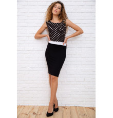 Короткое прямое платье, черного цвета в горох, 167R099