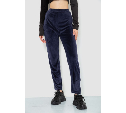 Спорт штаны женские велюровые, цвет темно-синий, 244R5576