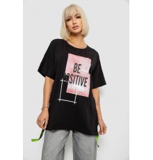 Футболка женская с принтом, цвет черный, 244R4011