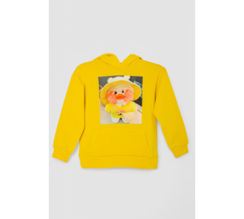 Худи десткий на флисе с принтом, цвет горчичный, 102R1525