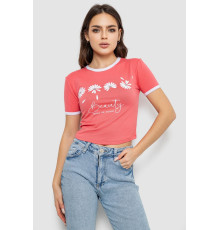 Футболка-топ жіноча з принтом, кораловий колір, 244R604