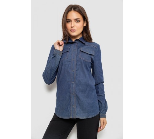 Сорочка жіноча однотонна, колір синій, 230R069
