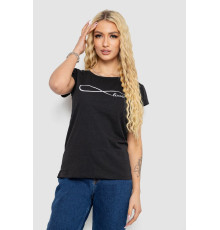 Жіноча футболка з принтом, колір чорний, 244R2207