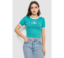 Футболка-топ женская с принтом, цвет бирюзовый, 244R614
