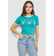 Футболка-топ жіноча з принтом, колір бірюзовий, 244R504