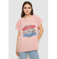 Жіноча футболка з принтом, колір пудровий, 244RW532