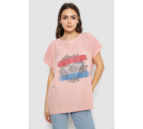 Футболка женская с принтом, цвет пудровый, 244RW532