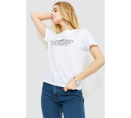 Футболка женская с принтом, цвет белый, 221R3006