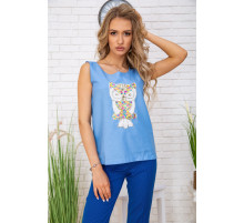 Хлопковая майка, голубого цвета с пайетками, 172R203