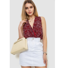 Боді з квітковим принтом, бордовий колір, 244R080