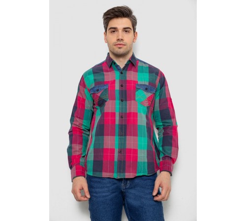Сорочка чоловіча в клітинку, колір малиновий, 214R0743