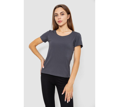 Футболка женская однотонная, цвет темно-серый, 102R1101