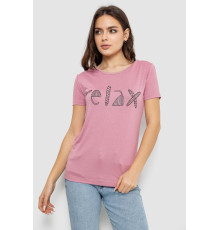 Жіноча футболка з принтом, колір пудровий, 244R610