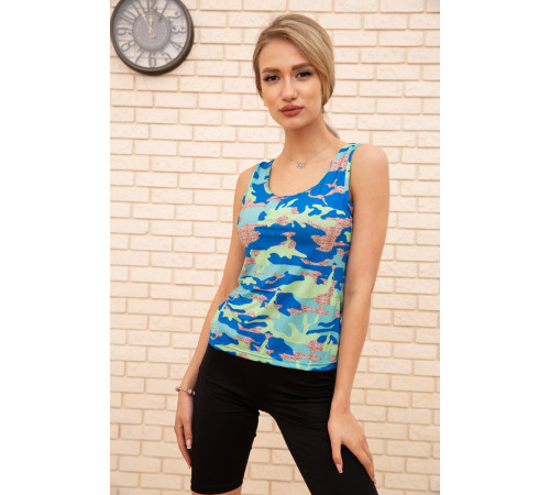 Женская майка, в сине-салатовый принт, 172R4000
