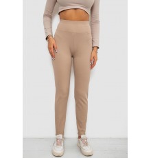 Лосини в рубчик на флісі, колір бежевий, 244R1709