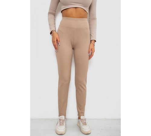 Лосини в рубчик на флісі, колір бежевий, 244R1709