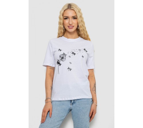 Футболка жіноча з принтом, колір білий, 241R1828