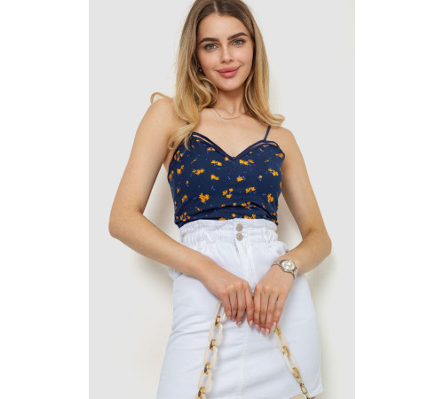 Майка женская с цветочным принтом, цвет синий, 244R180