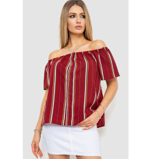 Блуза в смужку, колір бордовий, 244R088-1.