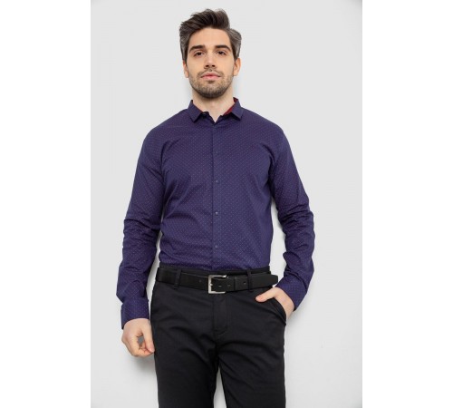 Сорочка чоловіча однотонна з принтом, колір синій, 186R2097