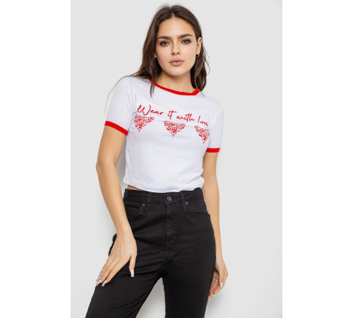 Футболка-топ женская с принтом, цвет белый, 244R504