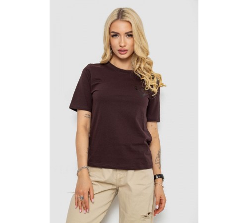Жіноча футболка з принтом, колір шоколадний, 241R128
