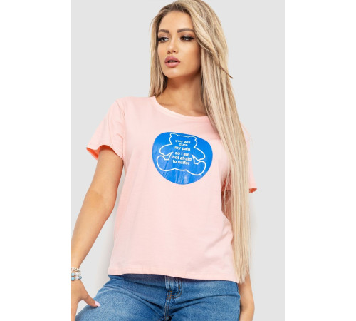 Футболка женская с принтом, цвет розовый, 221R3009