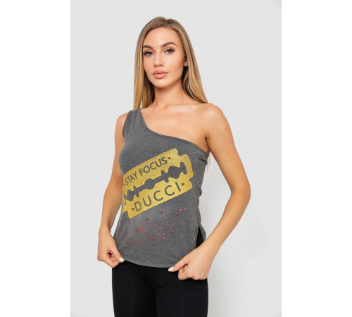 Майка женская со стразами, цвет темно-серый, 247R029