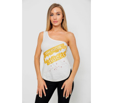 Майка женская со стразами, цвет молочный, 247R029