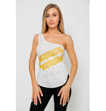 Майка женская со стразами, цвет молочный, 247R029