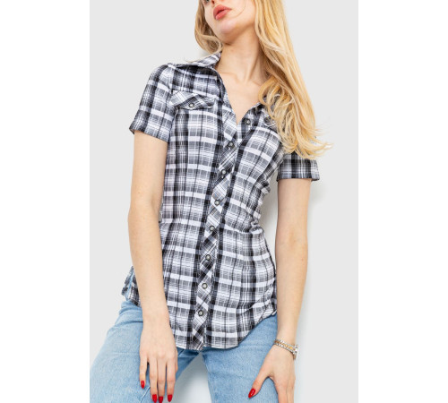 Рубашка женская в клетку, цвет черно-белый, 230R065