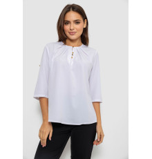 Блуза однотонна, колір білий, 230R112-10.