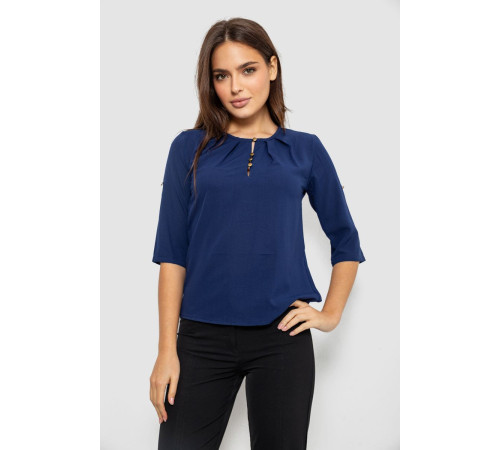 Блуза однотонная, цвет синий, 230R1121-8