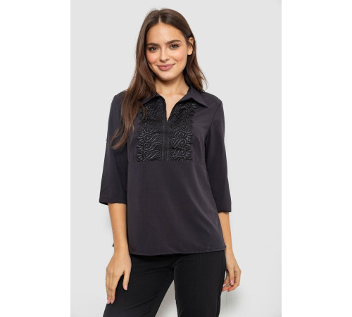 Блуза однотонная, цвет черный, 230R70-2