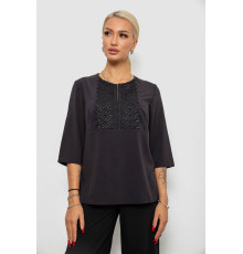 Блуза однотонна, колір чорний, 230R71-1.