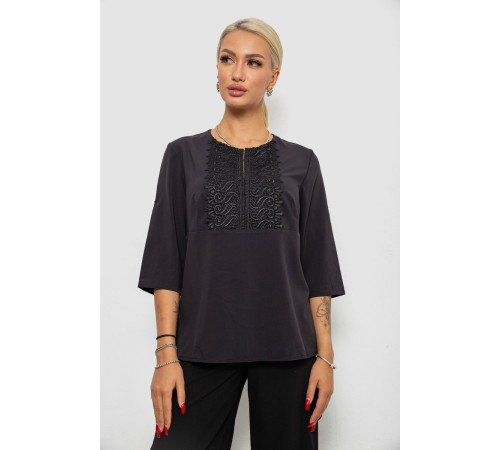 Блуза однотонная, цвет черный, 230R71-1
