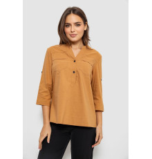Блуза однотонна, колір коричневий, 230R96